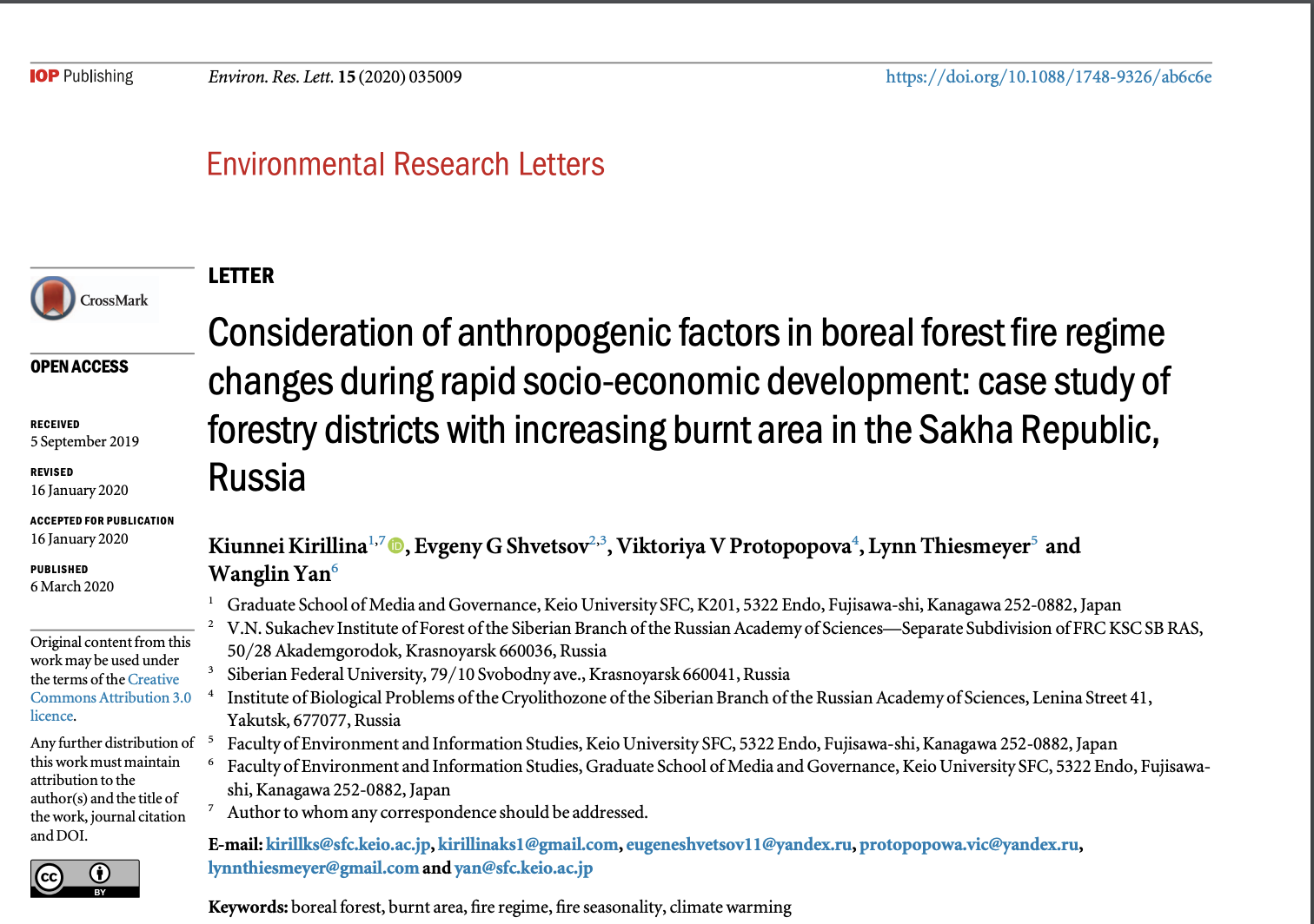 Spatiotemporal Characterization of Contemporary Fire Regimes in Russian Boreal Forest under Impact of Climate Change and Increasing Anthropogenic Activity